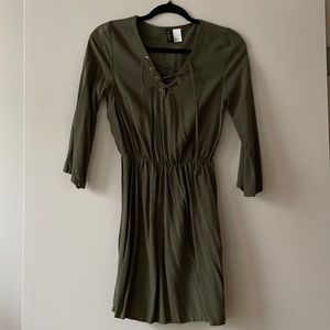 Olive green crochet midi dress